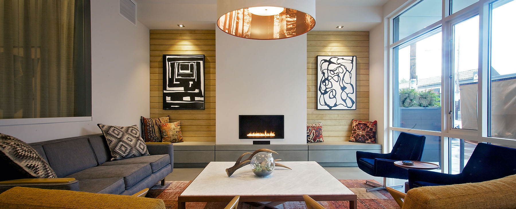 Living room with fireplace