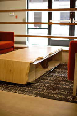 Glass and wood table