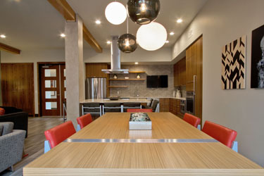 dining table and kitchen